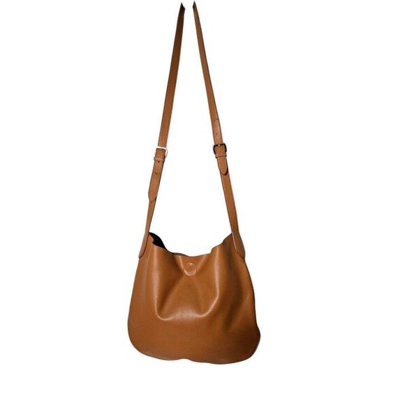 Co Lab light brown leather large crossbody bag. - Picture 1 of 6